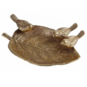 Bandeja de Almacenamiento de Joyas en Forma de Hoja de Aluminio, Acabado en Latón Antiguo, para Regalos de Navidad y Bodas - Product Image 4