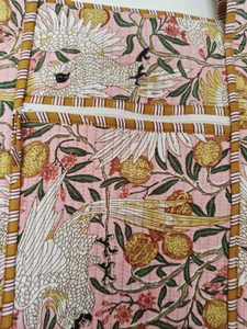 For Floral Bird Pattern Cotton Beach Tote <b>Bag</b> <b>Medium</b> <b>Size</b> Double Handles Daily Use - Product Image 4