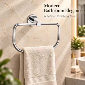 Promixo Premium Stainless Steel Modern D-Shape Wall Mounted Chrome Finish Napkin Ring <b>Hand</b> <b>Towel</b> <b>Holder</b> Heavy Duty Bathroom - Product Image 4