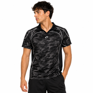 Camiseta deportiva transpirable de malla personalizada con ribetes reflectantes en camuflaje negro para hombre, sublimada, para equipos deportivos, fútbol americano. - Product Image 1