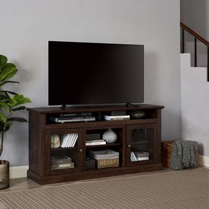 Mobile TV Moderno Stile Fattoria per TV fino a 65 Pollici, Consolle Multimediale con Ante in Vetro per Soggiorno - Product Image 2