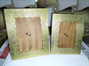 Rectangle Metal Photo <b>Frame</b> with Embossed Floral Pattern <b>Gold</b> Finish Horizontal Design - Product Image 2