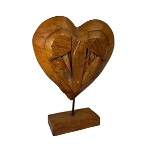 Decoración de Mesa de Corazón de Madera Rústica, Hecha a Mano con Raíz de Teca, para Aniversario - Product Image 5