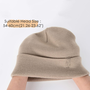 Bonnet en tricot unisexe 100% acrylique, couleur unie, bonnet d'hiver pour adultes, usage décontracté, taille de tête 54-60 cm - Product Image 2