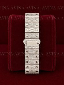 Reloj de Lujo con Diamantes Moissanite, Estilo Hip Hop, Esfera con Graffiti, para Hombre, Totalmente Cubierto de Diamantes, Automático, Cuadrado, con Números Romanos, de Acero Inoxidable - Product Image 5
