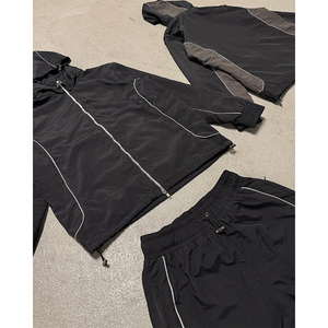 Chándal Unisex Cortavientos de Color Sólido, Pantalones Deportivos con Capucha y Mangas Largas con Bolsillos Laterales, Ropa Casual de Otoño - Product Image 3