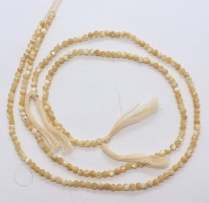 AAA Natural Mother Of Pearl Faceted Rondelle Beads 3 MM Yellow MOP <b>Shell</b> Gemstone Beads 13 Inch Mother Of Pearl Rondelle Beads - Product Image 2