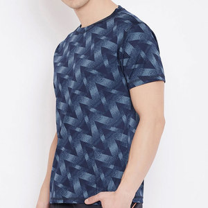 Men's Quick Dry <b>Geometric</b> Pattern Short Sleeve Sporty T-<b>Shirt</b> O-Neck Slim Fit Knitted Polyester - Product Image 3