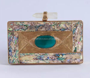 Pochette de soirée européenne pour femme, style fleur en métal forgé, or et blanc, faite à la main, pour mariage, cadeau artisanal - Product Image 6