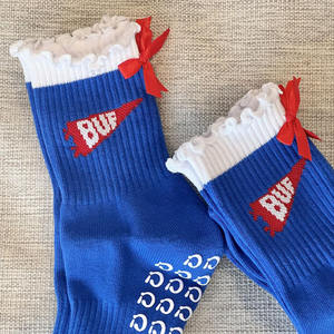 Calcetines Deportivos de Algodón con Jacquard, Logotipo Personalizado, Lazo, Volantes, para Yoga y Pilates, Tejidos con Spandex, Venta al Por Mayor - Product Image 1