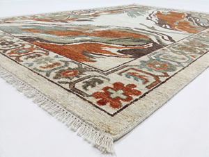 DECORDEC Hand <b>Tufted</b> <b>Rug</b> Neutral Beige Solid Color Mid-Century Modern Design Premium Eco-Friendly Non-Slip Thick Pile Cotton - Product Image 2