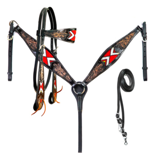 Cincha de Cuero Genuino Occidental para Caballo con Incrustaciones de Cuentas Turquesa, Cierre de Hebilla Ajustable, Ajuste Relajado, Equipo de Equitación - Product Image 1