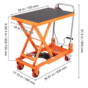 Carrello Elevatore Idraulico Manuale a Forbice Singola, Capacità 150 kg, Altezza di Sollevamento 72,4 cm, 4 Ruote Antiscivolo in PA per Carico Merci - Product Image 5