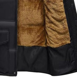 Chaqueta Acolchada con Capucha para Hombre, Cierre de Cremallera, Resistente al Viento, Abrigo Casual de Invierno, Exterior de Poliéster, Ribete de Piel Gruesa, Largo Regular - Product Image 5