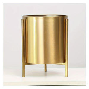 Pot de fleurs moderne minimaliste en métal chromé avec trou de drainage, élégant récipient décoratif pour plantes de maison et de bureau - Product Image 2