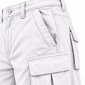 Pantalon cargo blanc pour homme, coupe large, taille mi-haute, fermeture boutonnée, style streetwear - Product Image 3