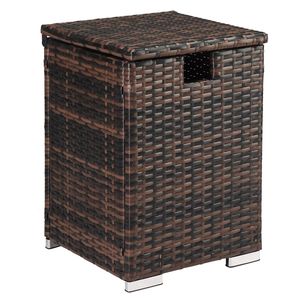 Tavolino Laterale in Rattan Marrone Sfumato 40*40*57cm con Struttura in Ferro per Stoccaggio Bombole Gas - Product Image 3