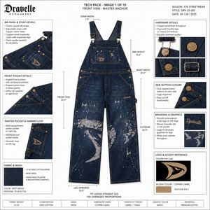 Splattered Ink <b>Workwear</b> <b>Trousers</b> Slouchy Hip Hop Urbanwear Denim Jumpsuit With Personalized Logo Embroidery - Product Image 6