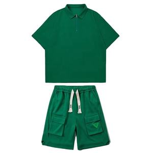 Ensemble de survêtement décontracté pour homme en polyester à carreaux, comprenant un polo à manches courtes et un short, 2 pièces - Product Image 6