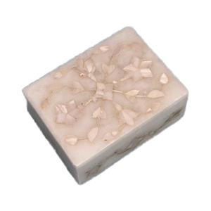 Handcrafted White Marble Mother of Pearl Inlay Jewelry <b>Storage</b> Box for <b>Dressing</b> <b>Table</b> - Product Image 1