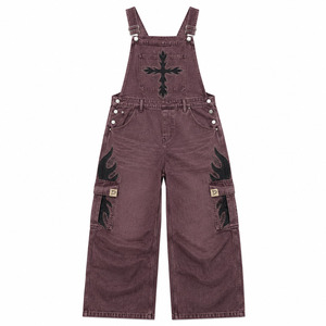 Salopette en jean unisexe taille haute coupe droite style vintage décontracté multi-poches hip-hop streetwear pour l'été - Product Image 2