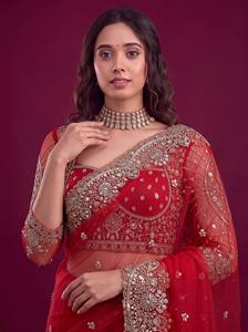 Ensemble indien pakistanais en tulle brodé pour femmes, avec dupatta en crêpe, pour mariage, fête, Diwali - Product Image 4