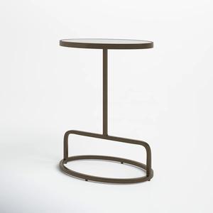 Mesa Auxiliar Redonda Moderna para Sofá con Base Curva Abierta, Estructura Delgada de Soporte y Superficie Elevada, Ideal para Bares Modernos - Product Image 4