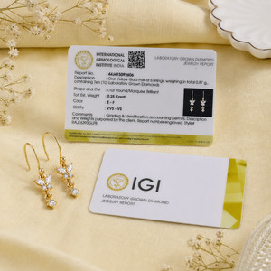 Elegantes Pendientes de Aro con Diamantes Cultivados en Laboratorio, Certificados por IGI, Oro Amarillo Sólido de 14K, Diseño de Mariposa, para Mujer - Product Image 6