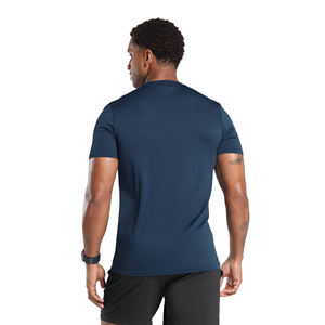 Camiseta de Manga Corta para Hombre, Cuello Redondo, Color Azul Marino, Corte Ajustado, Material Jersey, Secado Rápido - Product Image 3