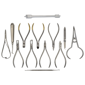 Juego de 13 Instrumentos de Ortodoncia Manuales de Acero Inoxidable, Alicates de Ortodoncia, Cortadores de Alambre con Calibrador de Altura, Autoclavables - Product Image 1