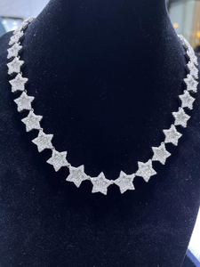 Cadena de tenis de lujo de plata de ley 925 con moissanita de corte baguette brillante y eslabones de estrella, regalo para hombres y mujeres - Product Image 3