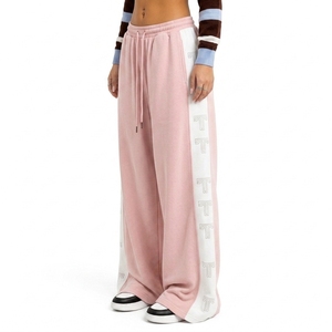 Women's Wide Leg Mid <b>Waist</b> Drawstring <b>Elastic</b> <b>Waist</b> Sweatpants Casual Loose Fit Soft Lounge <b>Trousers</b> with Side Panel - Product Image 3