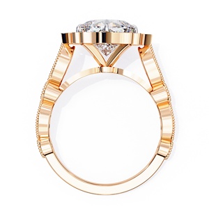 Anillo de Diamante Cultivado en Laboratorio de 2 Quilates, Corte Redondo, con Piedras Laterales Redondas, Oro Sólido de 14K, Anillo de Compromiso, Joyería Fina - Product Image 6