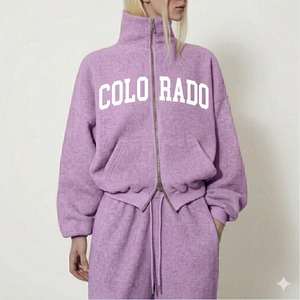 Ladies Comfort Wear Set Zip Hoodie with Relaxed Fit Jogger Pants Women Cozy Two Piece Outfit Fleece Hoodie - Product Image 4