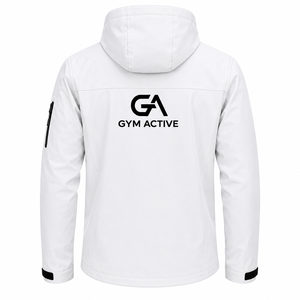 Veste d'hiver à capuche en toile de polyester pour homme GYM ACTIVE, coupe-vent, avec fermeture éclair, poche avant, col montant, imprimé sérigraphié - Product Image 2