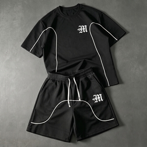 OEM Manufacturer's Custom <b>Men's</b> T Shirt and Shorts 2-Piece Set <b>Summer</b> Casual Logo Printed Clothing Customized Logo Printing - Product Image 1