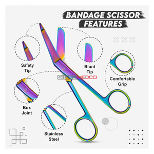 Juego de Tijeras Hemostáticas de 3 Piezas, Multicolor, Recubiertas de Titanio, Tijeras para Suturas de Primera Calidad, Tijeras para Vendajes Lister Arcoíris, Manuales, CE - Product Image 4