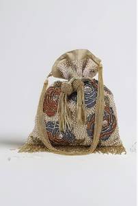 Sac Potli brodé et perlé avec cordon de serrage, sac à main de soirée, pochette de mariée, emballage pour bijoux et cosmétiques - Product Image 4
