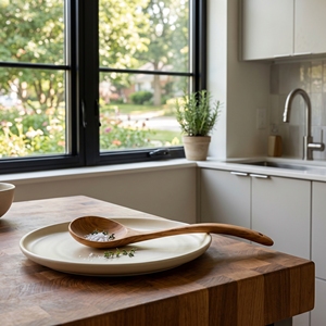 ไม้พายตักข้าวไม้สักเกรดอาหาร ทรงโค้ง ทำด้วยมือ อุปกรณ์ครัวไม้คุณภาพพรีเมียม อุปกรณ์ทำอาหารบาหลี - Product Image 4