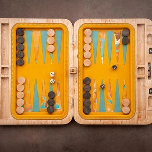 Factory Custom High-Quality Luxury <b>Backgammon</b> <b>Set</b> Includes Leather PU Leather Table Board Clock Chess Dice Pieces Foldable - Product Image 1