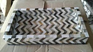 Decorative Wooden and Mother of Pearl Serving <b>Tray</b> for Coffee Tea <b>Snacks</b> Dining Table and Elegant Home Display - Product Image 6