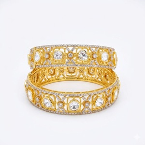 Luxury 925 Silver Monzo Bangles Luxury Crystal Designer <b>Kada</b> Bracelet Set for Women Wedding Jewelry - Product Image 1