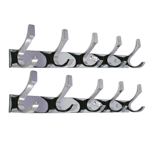 Riel de Almacenamiento de Pared de Aluminio Resistente con 6 Ganchos, Ajustable, de un Solo Nivel, Moderno, para Colgar Ropa, Abrigos y Toallas, Ahorra Espacio - Product Image 1