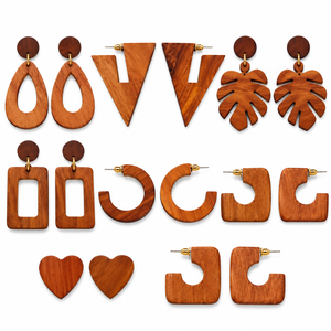 ต่างหูรูปหยดน้ำทรงห่วงใบไม้รูปหัวใจ รุ่น Wood-1010 น้ำหนักเบา ทำด้วยมือจากไม้สน สำหรับผู้หญิง เครื่องประดับแฟชั่น ขายส่ง - Product Image 5