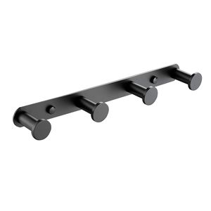 Appendiabiti da Parete in Acciaio Inossidabile Nero Opaco con Quattro Ganci e Accessori per il Bagno per Organizzazione e Stoccaggio Domestico - Product Image 5