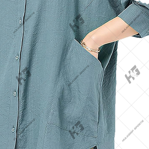 Custom Oversized Cotton Linen Button <b>Down</b> Shirt – Casual Long Sleeve Loose Fit Blouse with Pockets - Product Image 2