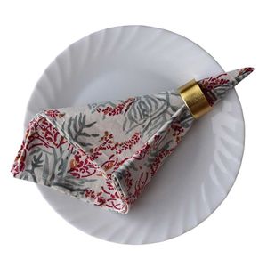 Lot de 4 serviettes en coton imprimées à la main, motif floral classique, 45x45 cm, lavables en machine, pour la décoration de table - Offre Spéciale - Product Image 1