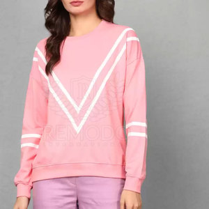 เสื้อสเวตเชิ้ตผู้หญิงทรงหลวม ผลิตจากผ้าโพลีเอสเตอร์/คอตตอน ซับเหงื่อได้ดี ปักโลโก้ได้ตามต้องการ คอกลม สวมใส่สบายๆ ทุกวัน - Product Image 2