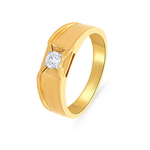 Bague solitaire pour homme Glimmer Connect, luxe, or jaune 18 carats, diamant solitaire rond brillant pour homme - Product Image 1