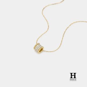 Pendentif cylindrique en diamant de luxe, collier en or 14K/18K avec diamants de laboratoire/naturels, fournisseur de bijoux en gros - Product Image 2